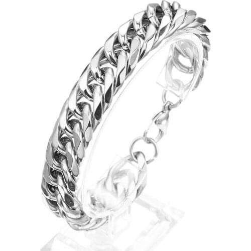 9/11/13/16/19/21mm Holiday Gifts Daily Jewelry Silver Color Mens Cuban Curb Link Chain Stainless Steel Mens Bracelet Wristband