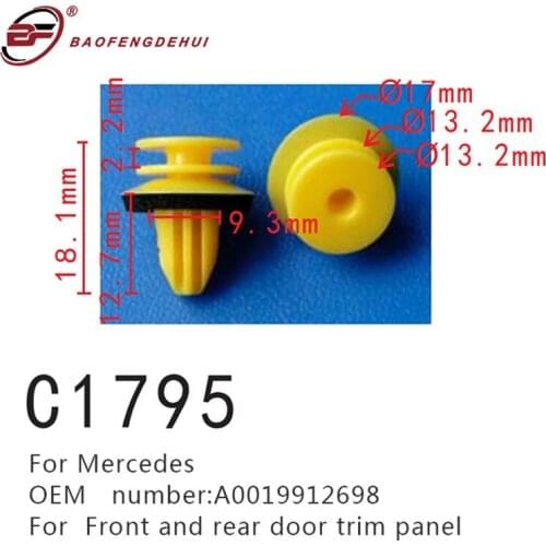 Auto Clips Positioning For Mercedes-Benz A205 A217 C205 C217 C218 V222 W217 A0019912698 Front Rear Door Trim Panel Fasteners