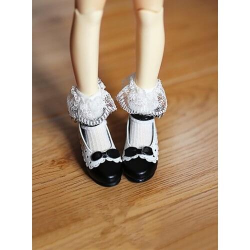 BJD doll shoes DD1/3 1/4 size SD10 13 Dragon Soul as AE Myou Fashion versatile girl lace bowknot plain shoes black and white etc