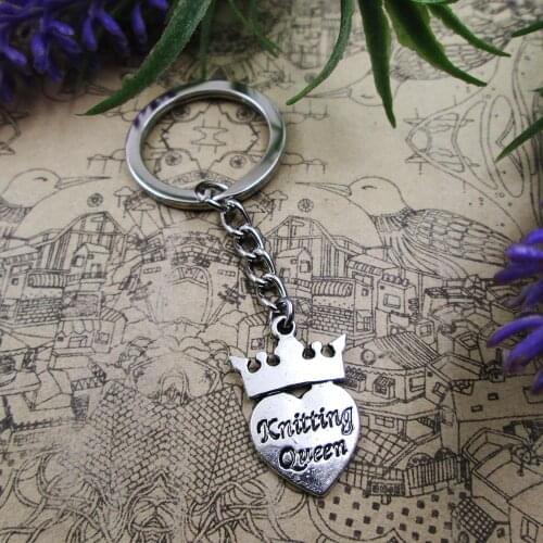 3pcs /lot 26*18mm Knitting queen 28mm Keyring Metal Chain Silver Color Men Car Gift Keychain