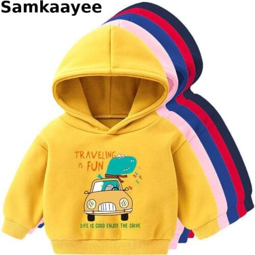 3-7y Children Hoodie Sweatshirt Autumn Winter Baby Boys Girls Hooded Clothes Kids Cartoon Solid Long Sleeve Clothing Sportswear
