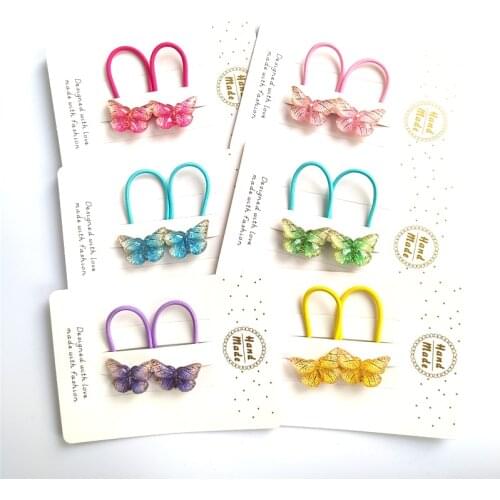 2PCS New Bronzing Butterfly Princess Lovely Headwear Kids Elastic Hair Bands Children Ropes Girls Accessories Baby Headdress