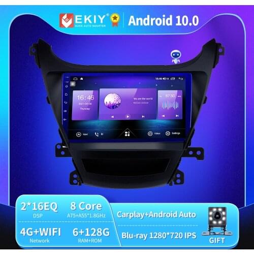 EKIY Android 10 Car Radio For Hyundai Elantra 5 JK GD MD UD 2010-2016 Autoradio Blu-ray 1280*720 IPS Multimedia Player Navi GPS