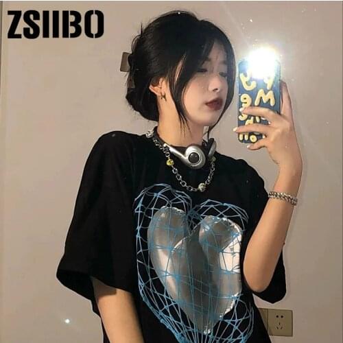 Print Harajuku goth Female t-shirts Kawaii Short Anime T Shirt HipHop y2k clothes tshirt Women Streetwear crop Tops clothing