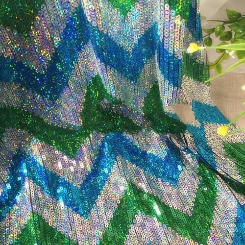 GLace 1Y/Lot Striped wave sequin fabric laser sequins cloth dress stage fabric for DIY craft material TX867