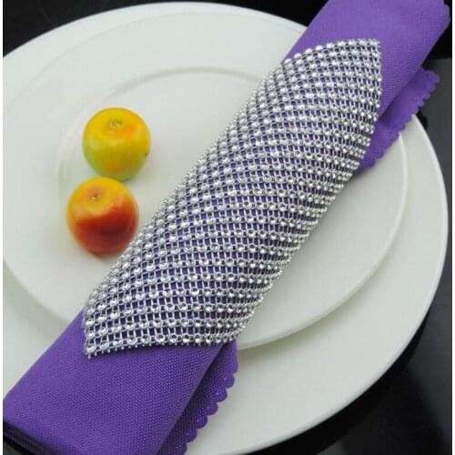 Crystal Mesh Wrap Napkin Ring Holder Table Serviette Holder Buckle Strap Chair Sash Wedding Party XMAS DIY Decor multi colors