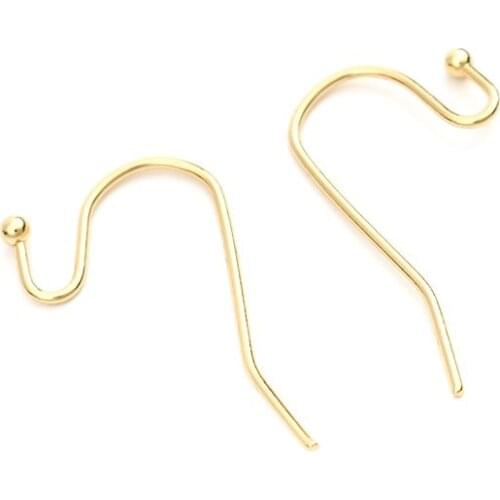 304 Stainless Steel Ear Wire Hooks Earring Findings Hook Gold Plated W/ Loop 20mm x 17mm, Post/ Wire Size: (21 gauge) 10 PCs