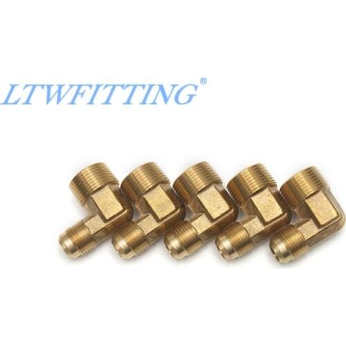 LTWFITTING Brass 1/2" OD x 3/4" Male NPT 45 Degree Flare 90 Degree Elbow Tube Fitting