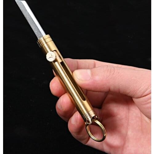 Brass Self-defense Fruit Knife Portable Demolition Express Box Knife Mini Keychain Knife