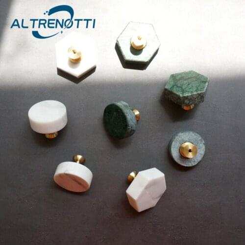 Furniture Handle White Green Marble Brass Door Pull For Cabinet Wardrobe Kitchen Cupboard Drawer Nordic Instagram Style Knob