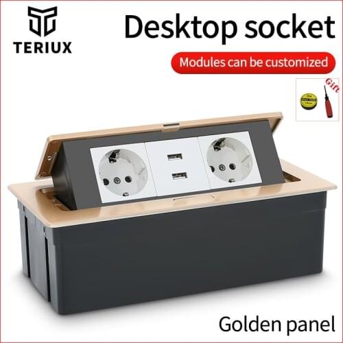 Multi-function universal EU France UK US desktop power outlet USB pop up table mount socket