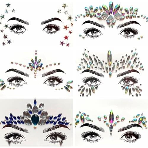 Womens Fashion Eye Sticker Flash Face Gems Decoration Bohemia Eyes Jewelry Decor Paste For Wedding Bride Handpicked Makeup Tool