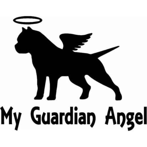 Creative My Guardian Angel Pitbull Car Sticker PVC 14Cm X 11Cm Motorcycle Window Decal Waterproof Windshield Accessories
