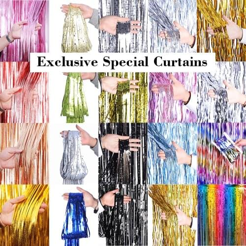 New Exclusive Star Curving Amboss Tinsel Metallic Foil Curtain Wedding Birthday Party Backdrop Curtains Decoration Photo Props