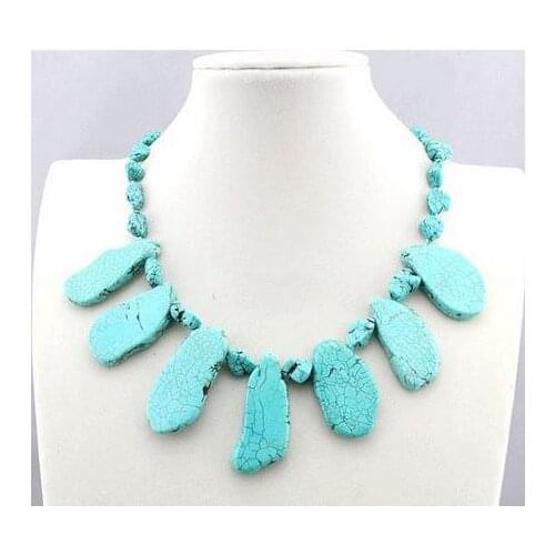 2021 New Arrival Turquoises Necklace 18inch Blue Color Chunky Statement Turquoises Jewelry Wedding Birthday Party Women Gift