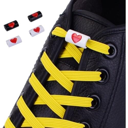 New Elastic Flats Shoelaces No Tie Shoelaces Metal Love buckle Shoelace Kids Adult Unisex Shoelace Sneakers Shoe Laces
