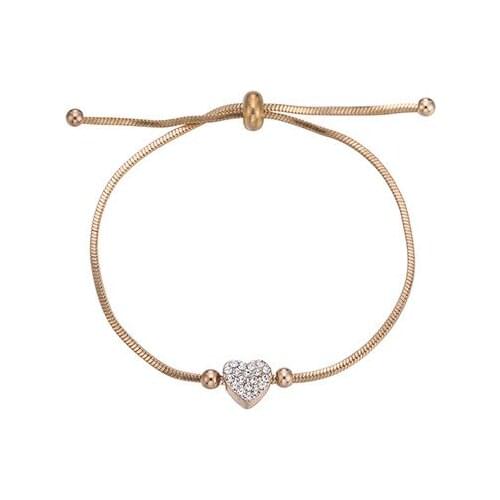ORNAPEADIA The New Fashion Adjustable Drawstring Love Simple Copper Bracelet for Women Bangles with Crystal Egirl Jewelry