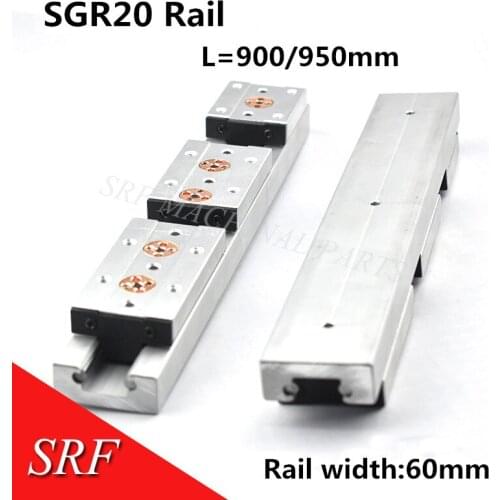 Wood working machinery aluminum profile built in double axis linear guide SGR20 roller slide rail L=900/950mm SGB20 wheel block