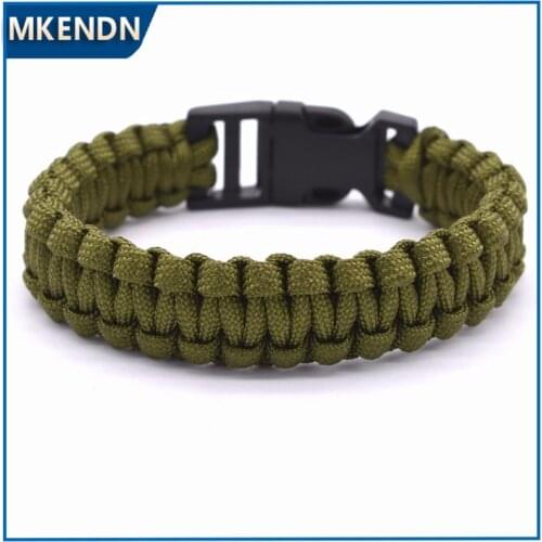 Outdoor Travel Camping Thin Army green Braided Cobra Weave Plastic Buckle Paracord Survival Bracelet
