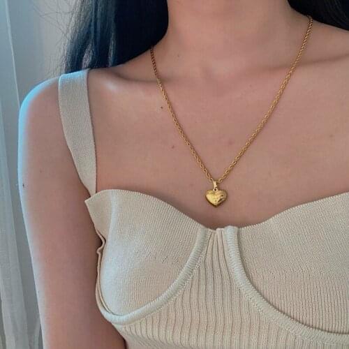 Fashion Sweet Girls Elegant Heart Necklaces Real Gold Plated Necklace For Women Students Party Accessories Korean Jewelry Gifts