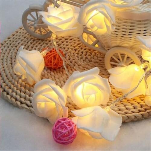 3M 20led Battery LED Rose Christmas Lights Holiday String Lights Valentine Wedding Decoration Flower Bulbs LED Lamp