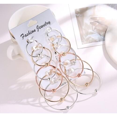 6/12 Pairs Simple Round Hoop Earrings For Women Girls Trendy Punk Hip Hop Earrings Hoops Daily Party Fashion Jewelry Gifts