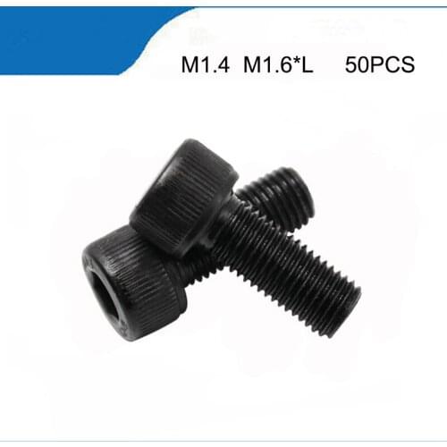 50PCS DIN912 M1.4 M1.6 Black Grade 12.9 Alloy Steel Hex Socket Head Cap Screw Bolts Metric Thread M1.4/M1.6*3/4/5/6/8/10/12 mm