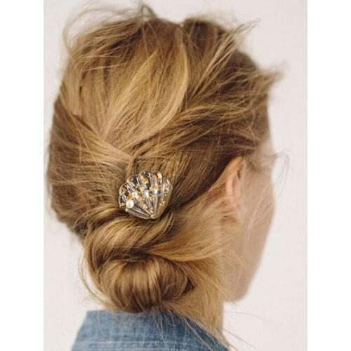 Japanese Fashion Pearl Shell Starfish Hair Clips Transparent Acrylic Silver Color Foil Hairpins for Women Girl Headwear