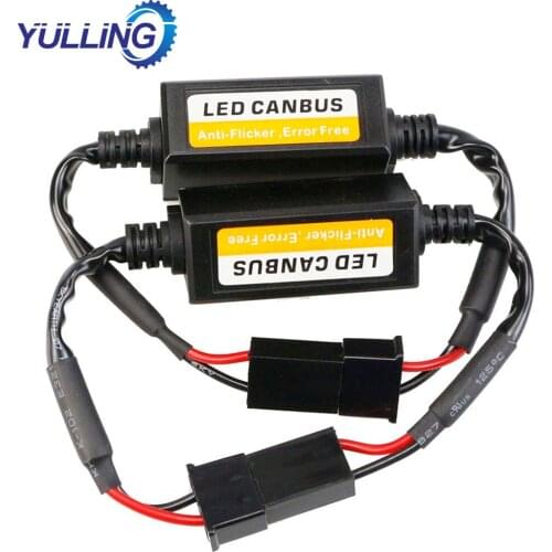 YULLING 2pcs H7 LED Headlight Decoder Adapter Canbus Anti-Flicker Harness Bulbs Resistor Decoder Warning Error Canceller