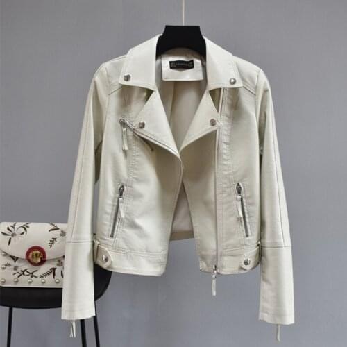 Women Pu Faux Soft Leather Motorcycle Zipper Jacket Female Turndown Collar Slim Biker Coat Basic Streetwear Chaquetas Mujer 2020
