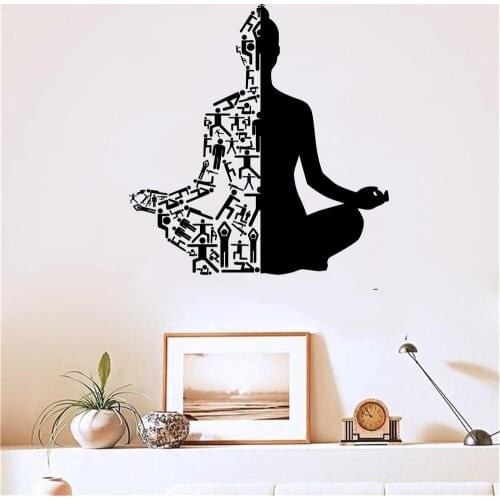Yoga Wall Stickers Healthy Lifestyle Sports Meditation Wall Decal Sports Decor For Gym Yoga Club Unique Vinyl Mural DW7091