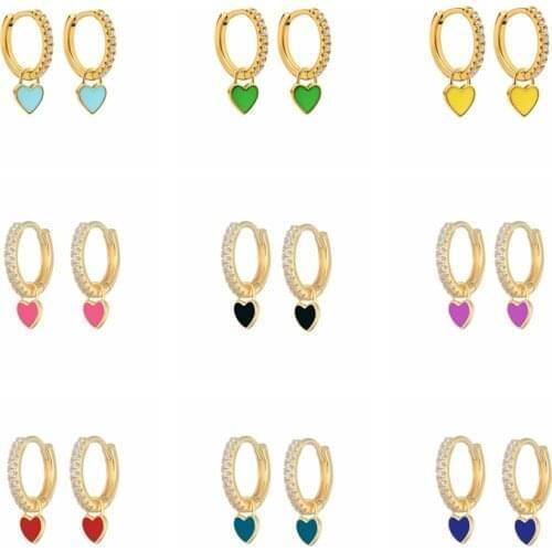 Aide 925 Sterling Silver Dripping Oil Heart Hoop Earrings For Women Pendientes Zircon Huggie Earrings Luxury Jewelry Joyero Gift