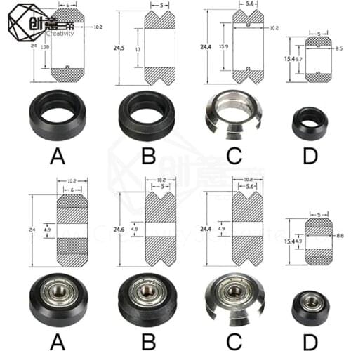 10pcs CNC Openbuilds Plastic wheel POM with 625zz MR105zz Idler Pulley Gear Passive Round Wheel Perlin Wheel V type for V-Slot
