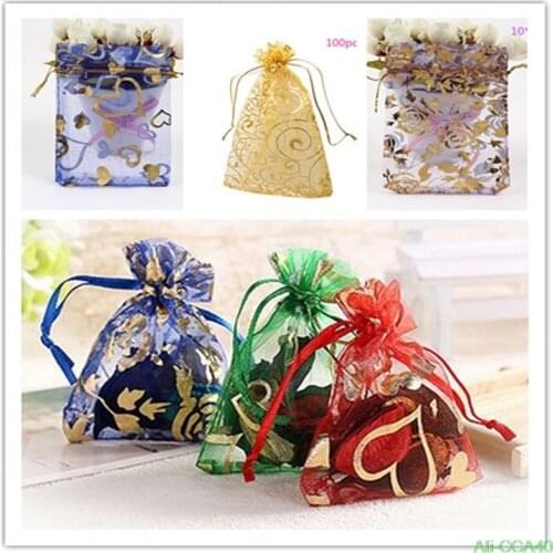 100pcs/pack 100pcs/lot Small Organza Bags Favor Wedding Christmas Gift Bag Jewelry Packaging Bags & Pouches