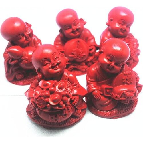 5pcs Red cinnabar material craft sets red colors chinese stypes desplay for religious 60mm height 5 different types goods