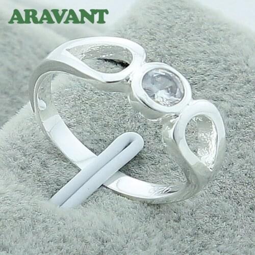 925 Jewelry Silver Plated Crystal Rings For Women Wedding Engagement Fashion Jewelry