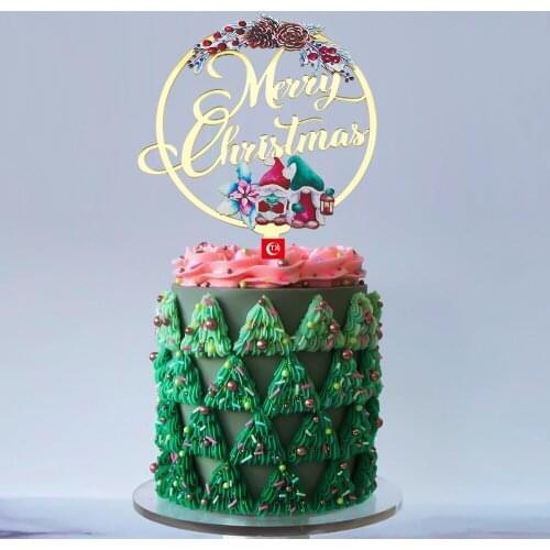 Color Printing Acrylic Merry Christmas Cake Topper High Quality Xmas Cake Topper for Family Happy New Year Party Cake Decoration