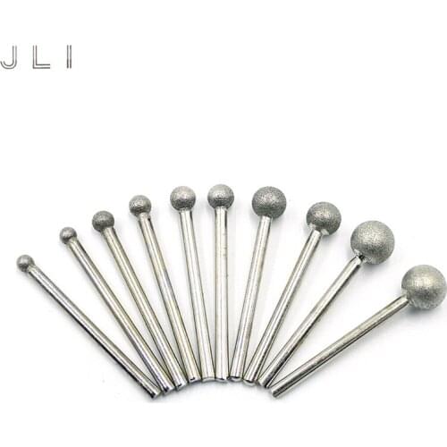 Ball Shape Diamond Grinding Engraving Heads Needle Alloy Emery Mounted Points Heads Tools Router Bit Carving Metalworking