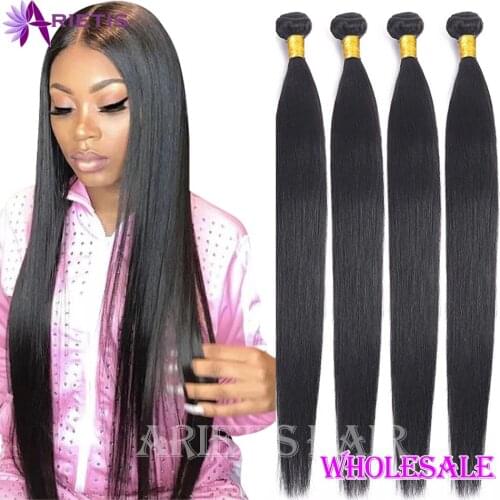 AR Straight Hair Bundles Bone Straight Human Hair Bundles 28 30 40 inch Remy Hair Bundles Brazilian Weave Human Hair Extensions
