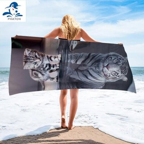 PHAYON Bath Towel Microfiber Cat Reflection Printing Activity Beach Towel Super Soft 150*75 cm Tiger Bath Towel Dropshipping