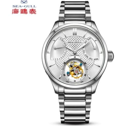 Seagull Mens Watch Manual Tourbillon Mechanical Watch Business Casual Mens Steel Band Watch 816.914 Heritage Series