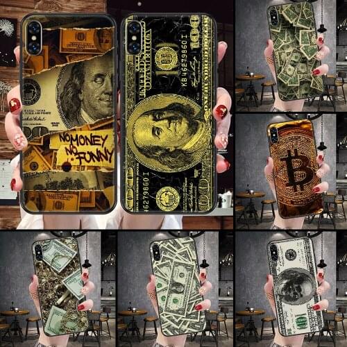 Money Banknote Dollar Phone Case For iphone 5 5S SE 2 6 6S 7 8 11 12 Mini Plus X XS XR Pro Max black pretty coque fashion shell