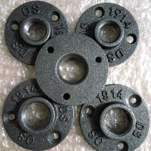 10Pcs 1/2" 3/4" Cast Iron Flanges Thread BSP Malleable Iron Industrial Pipe Fittings Exhaust Wall Mount Floor Flange Piece