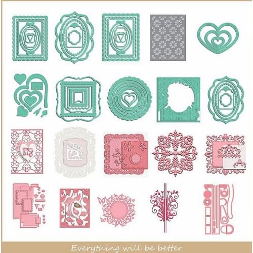 Flower Heart Hollowed Leaves Lace Round Square Metal Cutting Dies Diy Scrapbook Craft New Stencils Make Cards Handicraft Die Cut