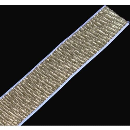 24mm Elastic Stretch Glitter Gold Ribbon Trimming Tape Band Trim Punk Style Sewing Supplies For Clothes Strap Belt 5yd/T1258