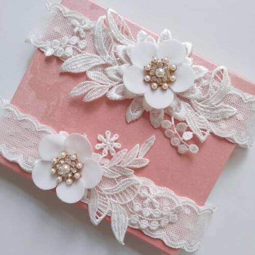 Elegant Wedding Bridal Garter Rhinestone Pearl Flower Garters Decorations For Bride And Bridesmaid