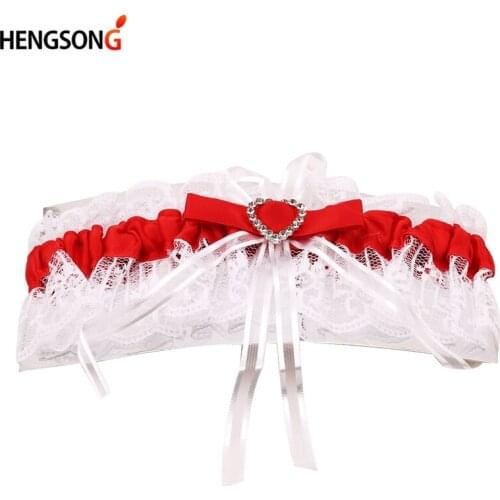 Elegant Women Fashion Garter Belt Lace Mesh Bowknot Belt Sexy Suspender Rhinestone Lace Garter For Bride Party Wedding Leg Rings