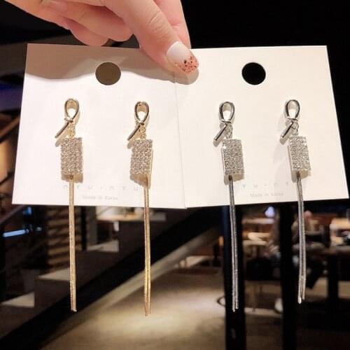 Exknl Crystal Tassel Wedding Long Earrings for Women Party Bridal Earing Drop Dangling Earrings Women Brincos Fashion Jewelry