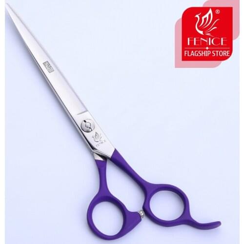 Fenice Purple 6.75 inch Pet Dogs Gromming Scissors Straight Shears Sharp Edge Animals Dog Scissors Cutting Tool makas