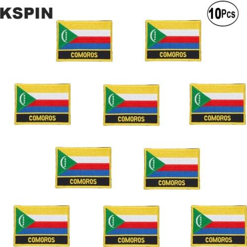 Comoros Flag Embroidery Patches Iron on Saw on Transfer patches Sewing Applications for Clothes in Home&Garden